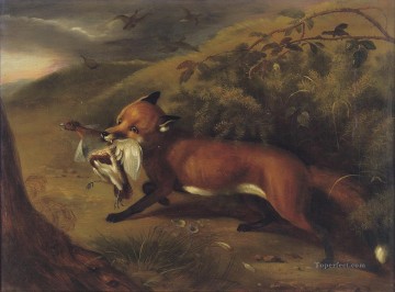 ヤマウズラとキツネ フィリップ・ライナグルの動物 Oil Paintings